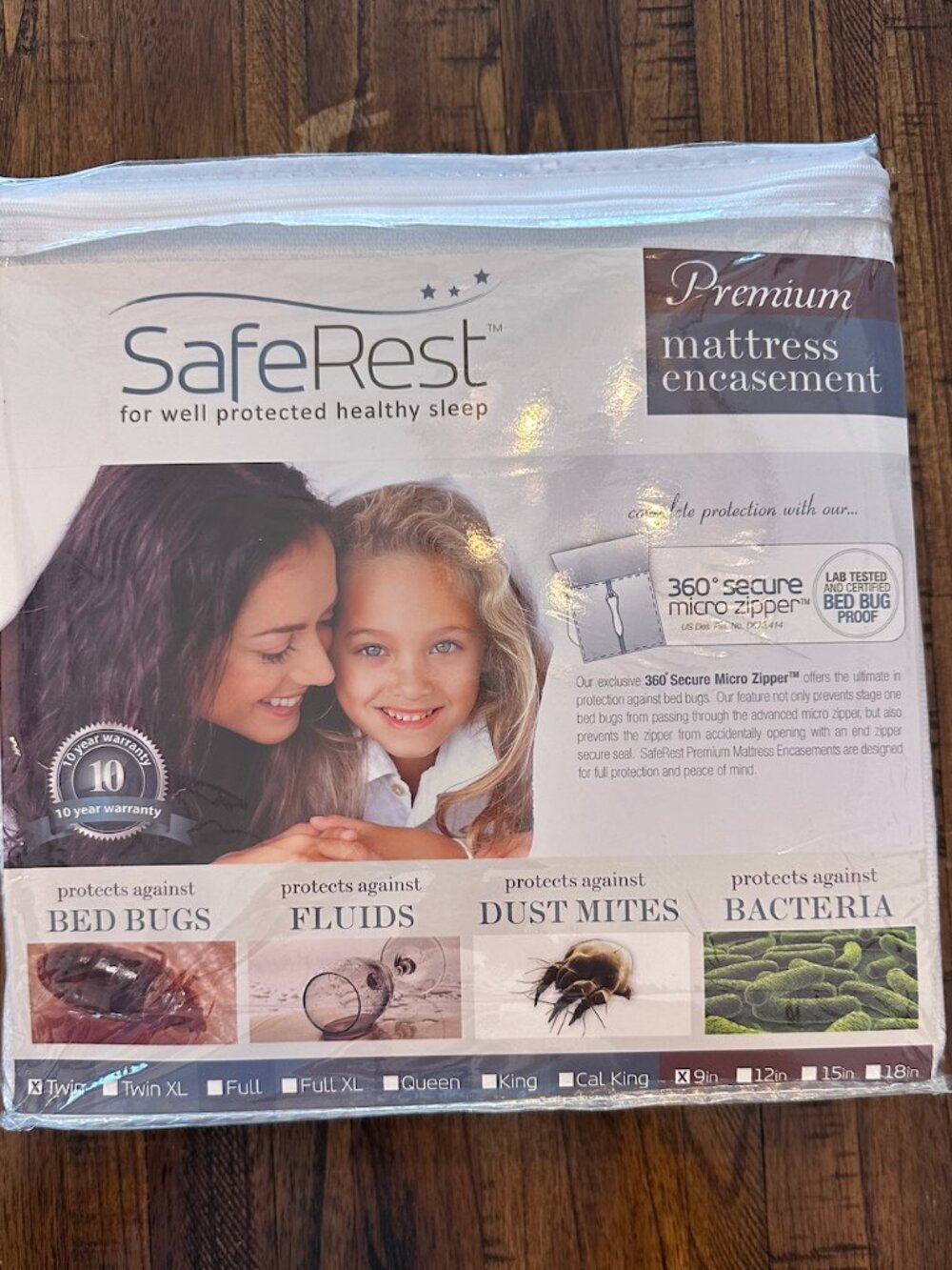 NEW SafeRest Premium Twin Mattress Encasement Waterproof 9"